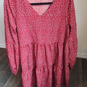 Red Dress with White Polka Dots